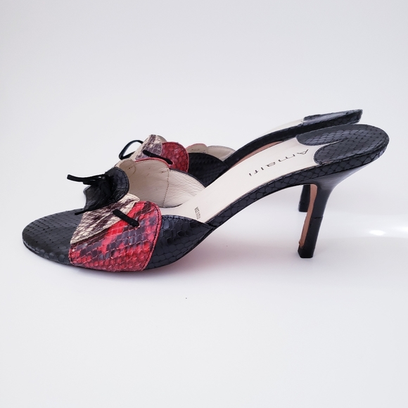 Vintage Amalfi Snakeprint Leather Slip-on Heels - Picture 2 of 14